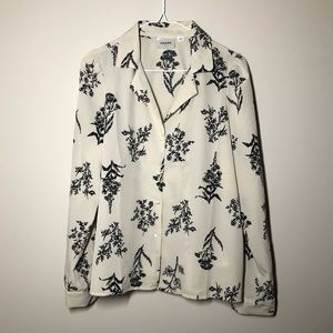 Flower print button-up blouse